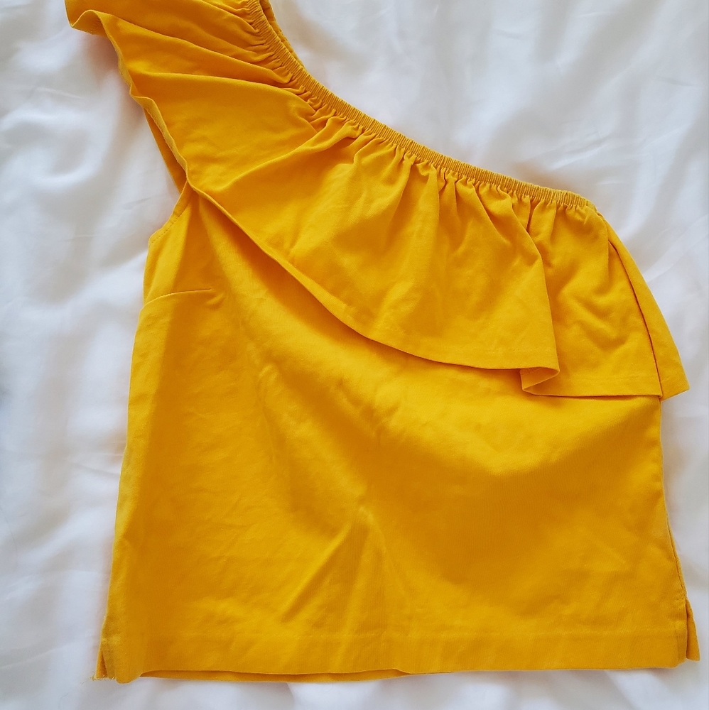 J Crew One shoulder ruffle top
